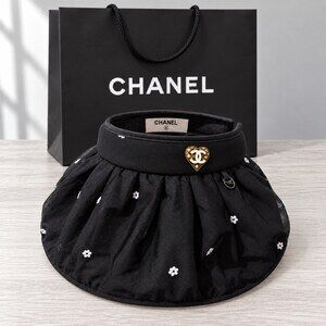 CHANEL Tulle Heart Logo Sun Hat